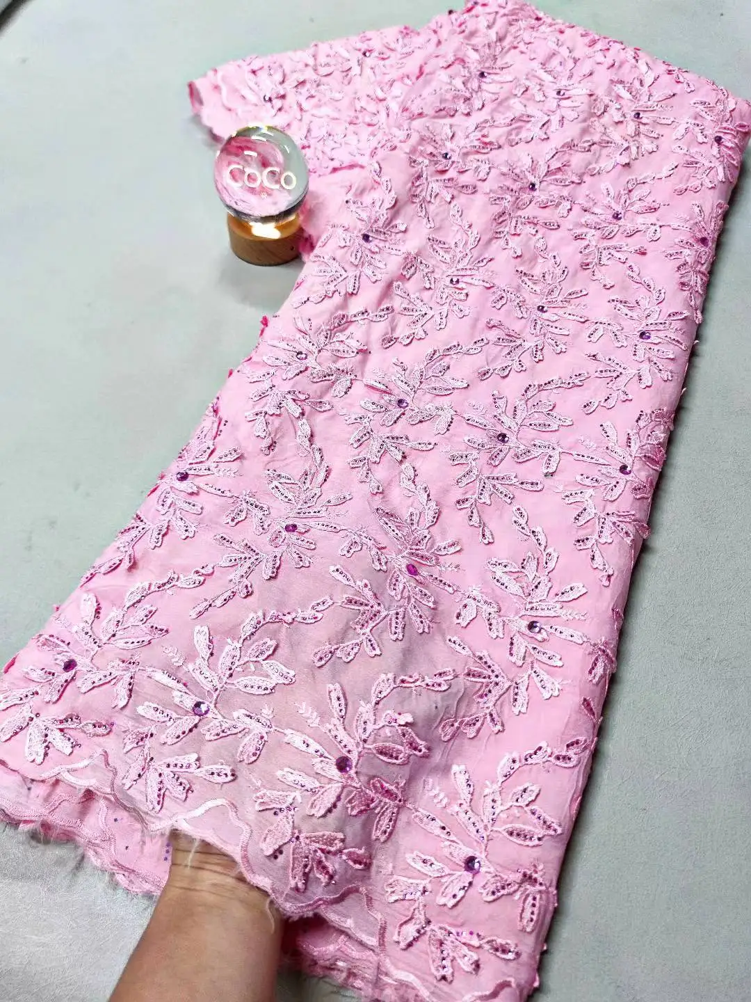 

2025 High-Quality Nigerian Tulle Lace Fabric for Wedding Dress Embroidery Sewing Sequins Party Guipure Chiffon 5Yard XL112