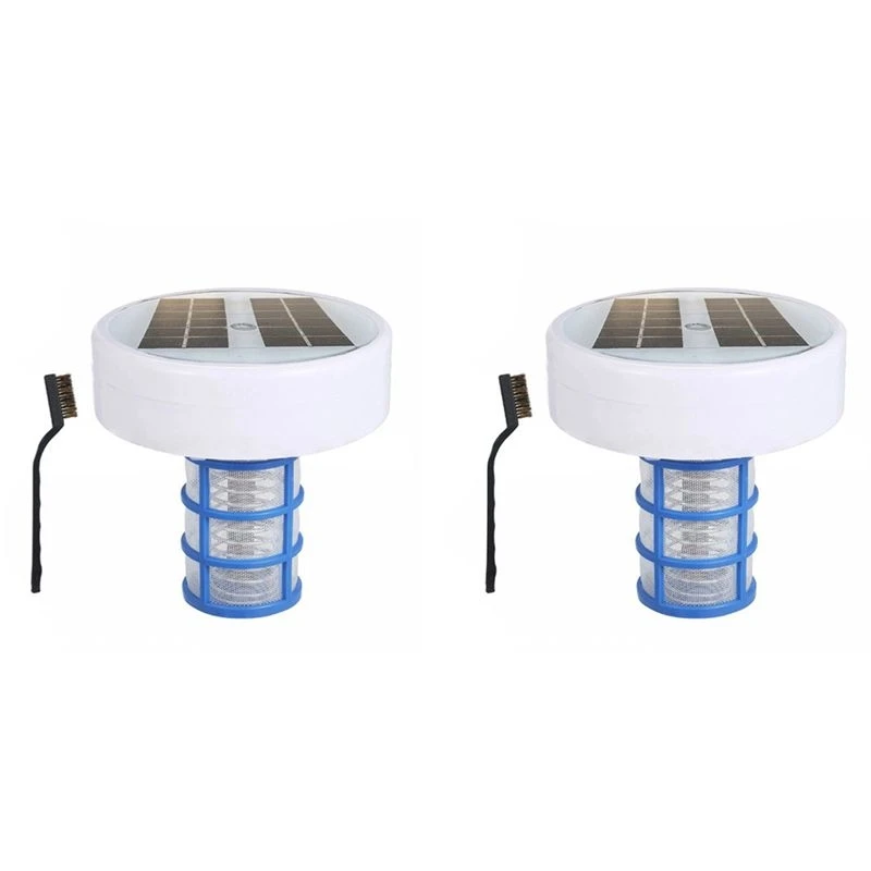 2X Solar Pool Ionizer, Copper Pool Ionizer Floater Auto Switching Of Multi-Colored LED Night Light