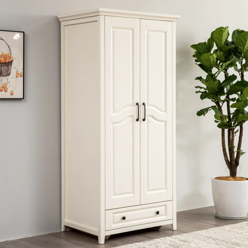 

Two door Wardrobe Bedroom Modern Simple Cream Style White Pure Solid Wood Swing Door Cabinet Rangement Chambre Home Furniture