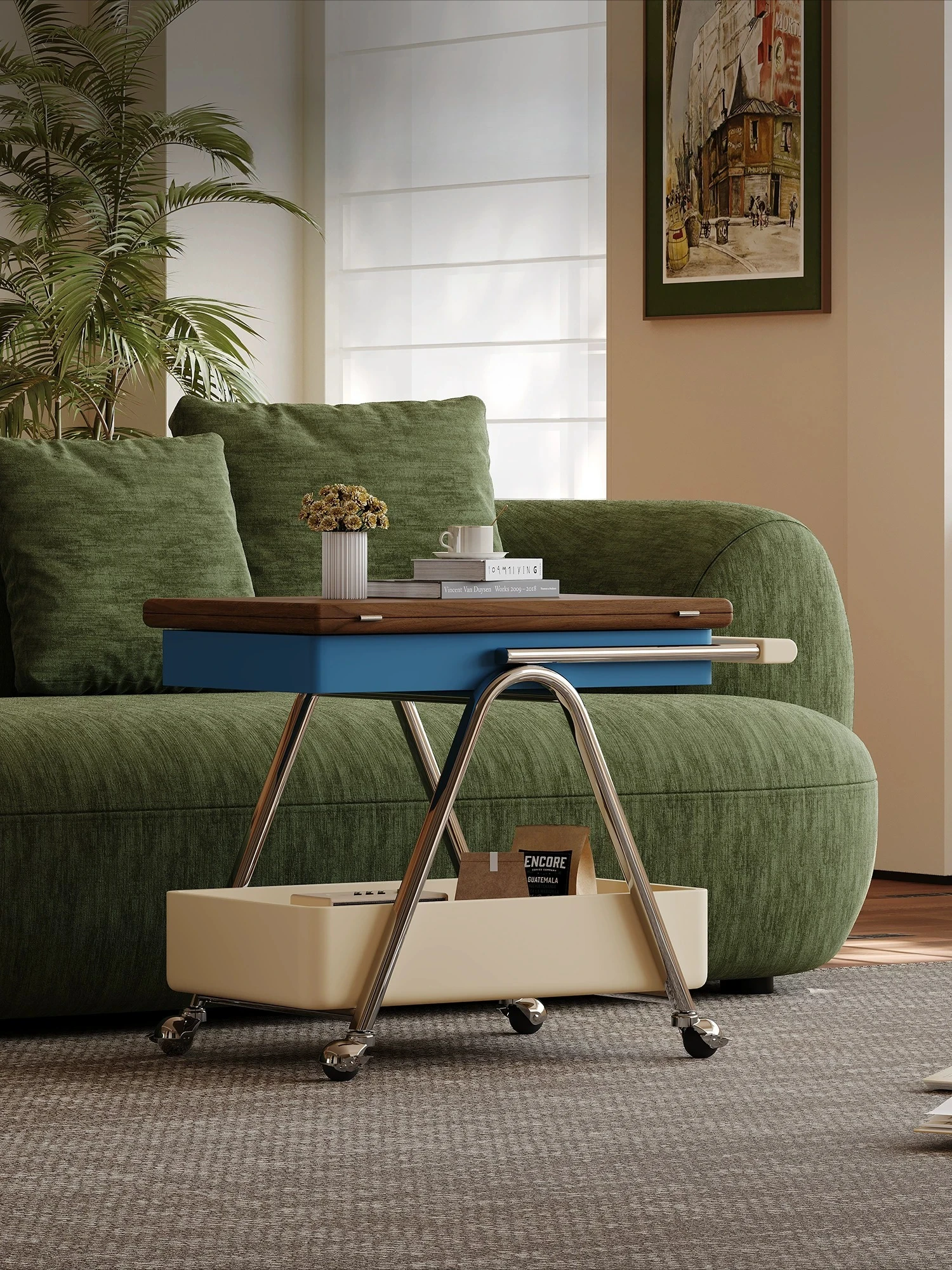 Dopamine trolley sofa side table removable coffee table new folding Italian minimalist living room home Memphis