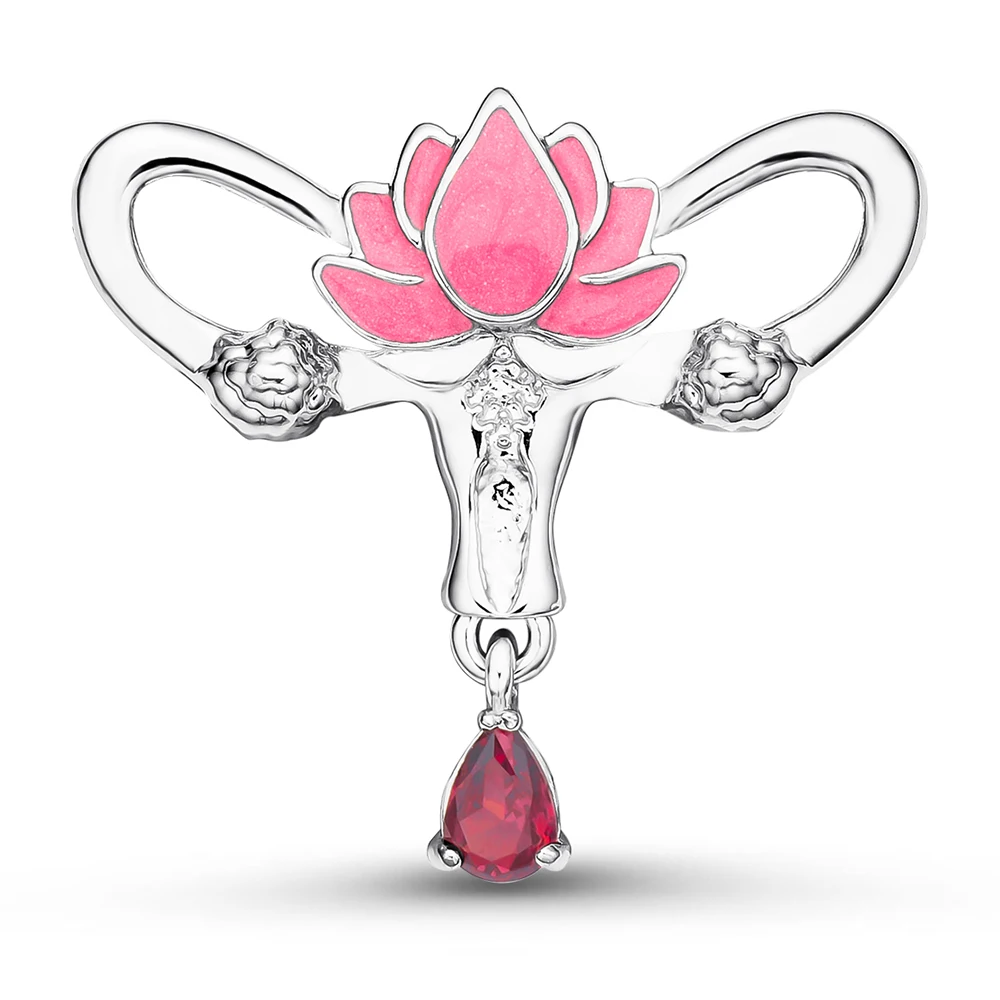 Female Uterine Image Brooch Lotus Enamel Zircon Pendant Symbolizes Women's Great Jewelry Lapel Badg Mother's Day Gift for Mother