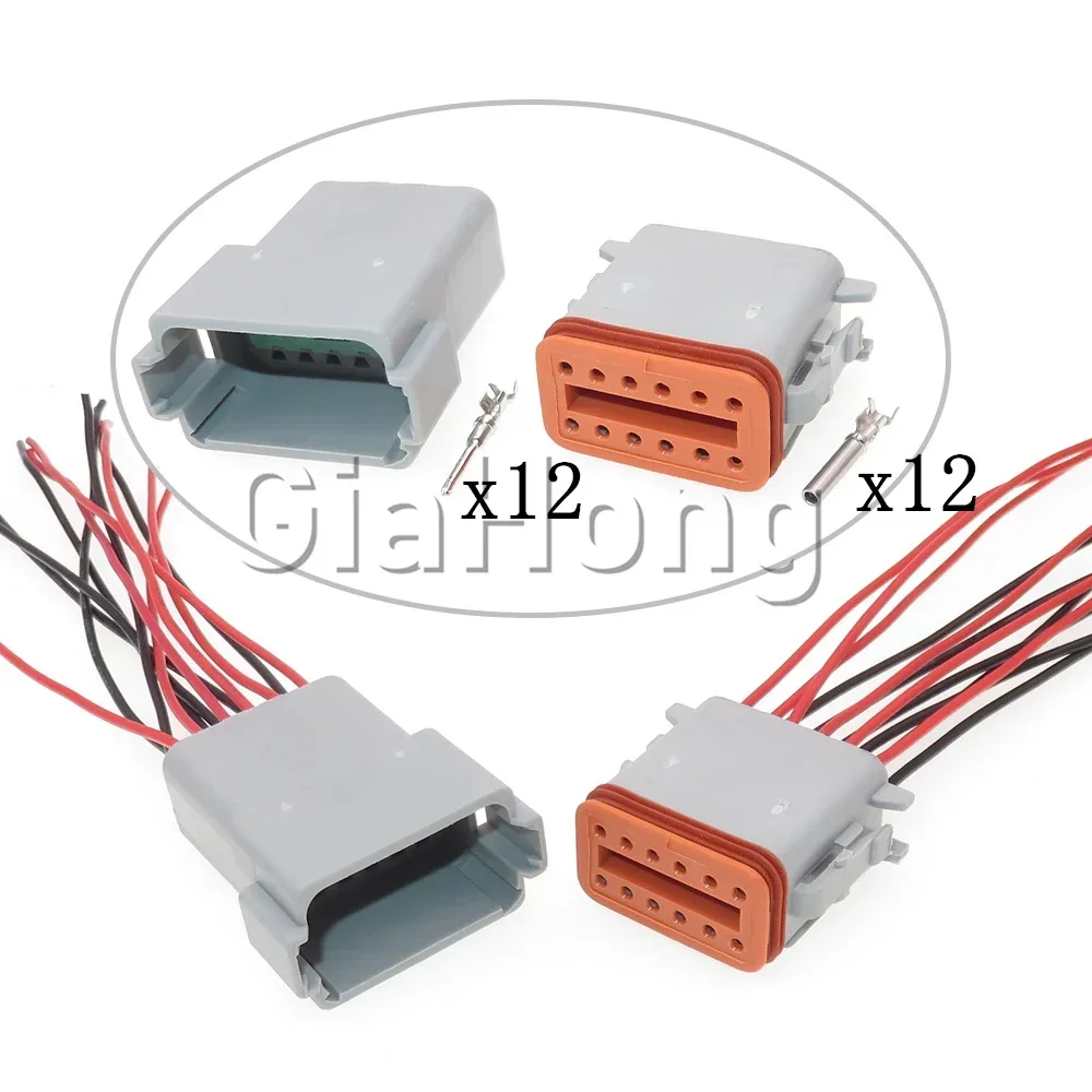 1 Set 12 Ways DT06-12P DT06-12S AC Assembly Automobile Electric Wire Waterproof Socket Car Male Female Docking Connector