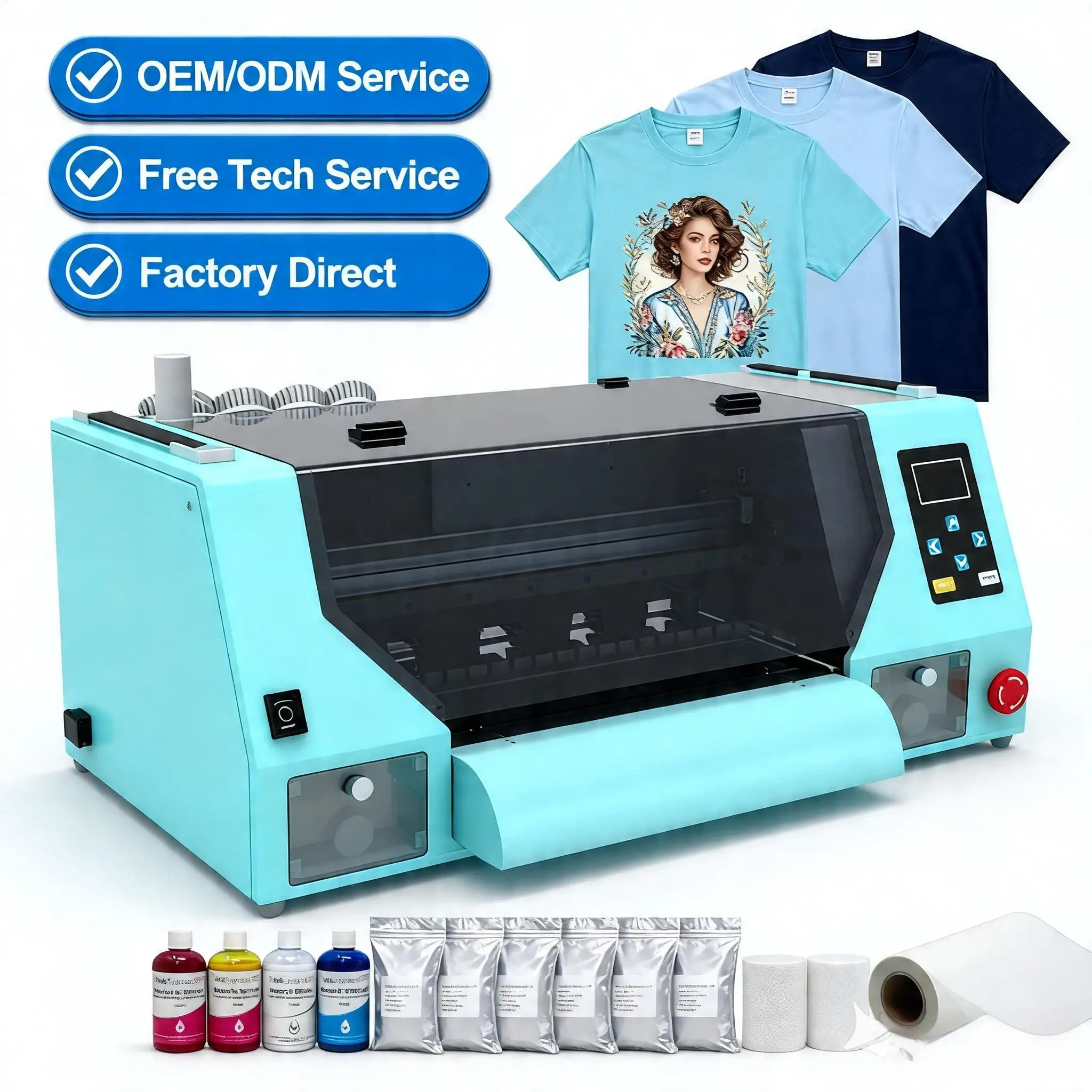 MTColorPrint Factory A3 33cm DTF Printer Dual XP600 Head Professional Heat Transfer Textile T-shirt Printing Machine