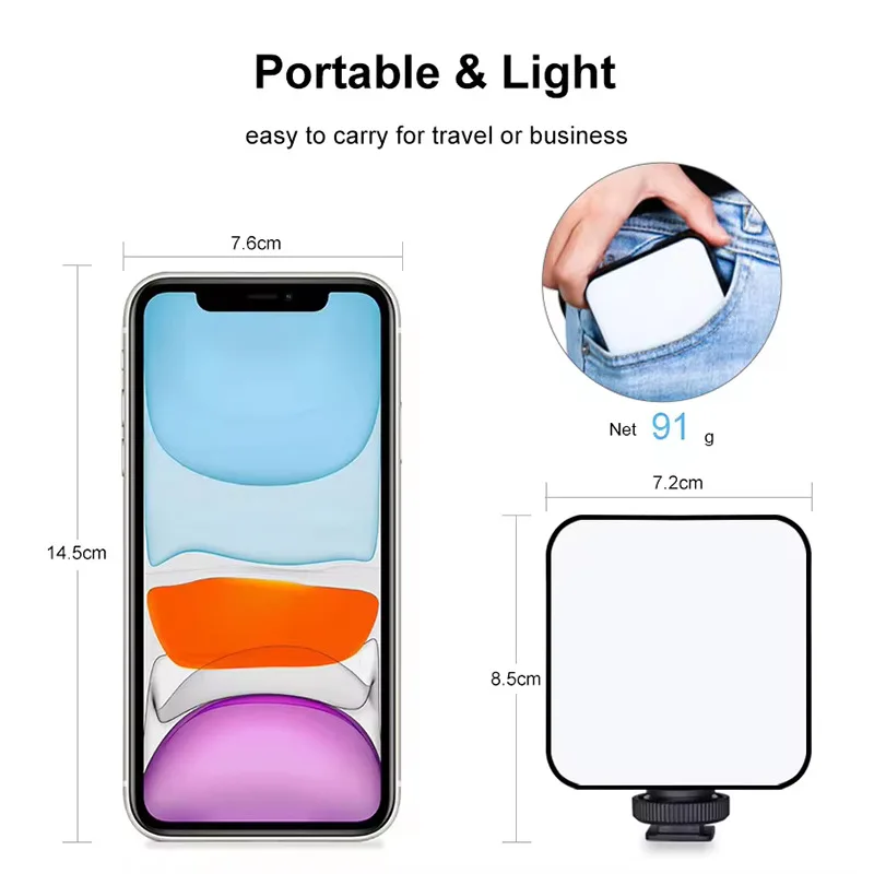 Mini Portable LED Video Selfie Fill Light Beauty Soft Light Mobile Camera Pocket Adjustable LED Live streaming Fill Lamp