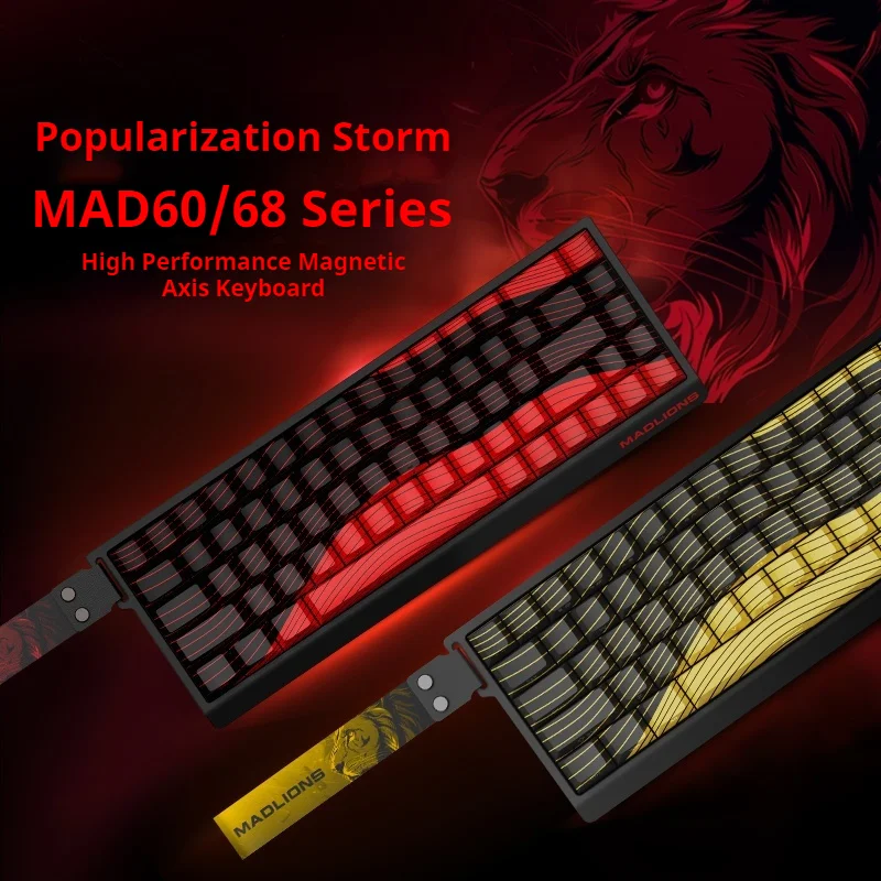 Madlions Mad60/68he Gaming Magnetic Axis Switch Wired Keyboard Rapid Trigger 8k 61/68 Rgb Low Delay Hot Swap Game Keyboard Gifts