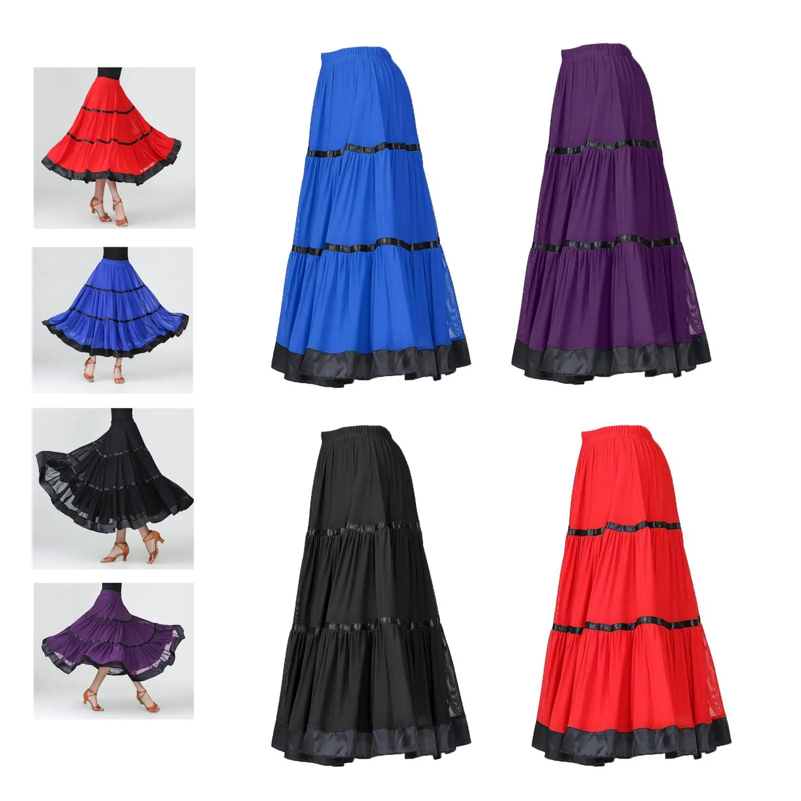 Women Modern Waltz Latin Tango Dance Clothes Long Ballroom Dance Skirts Practice