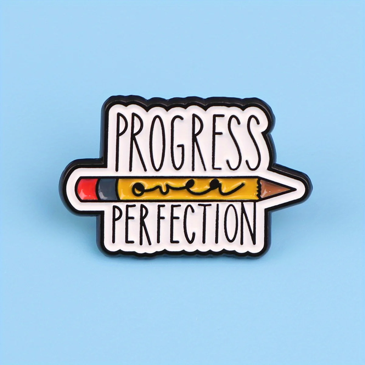 1pc Zinc Alloy Progress Over Perfection Enamel Pin - Inspirational Motivational Badge for Backpacks