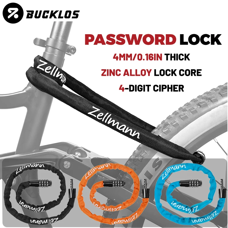 

BUCKLOS Bicycle Password Chain Lock Zinc Alloy Road Mountain Bike Password Lock for Cycling Electric E-Bike Bike Accessories