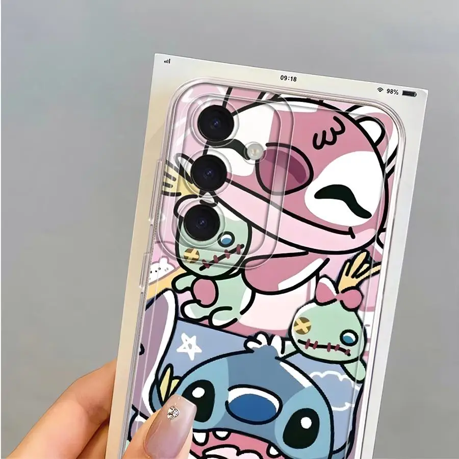 Funda transparente divertida de dibujos animados de Disney Stitch para Samsung Galaxy A21s A32 A71 A52s A16 A50 A51 A72 A31 A52 A12