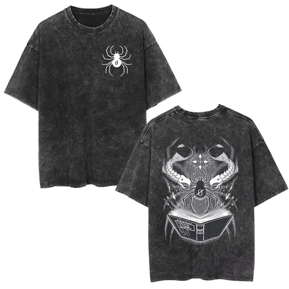 

Anime hunter logo retro washed T-shirt men's loose large size multi-pattern selection versatile cool style