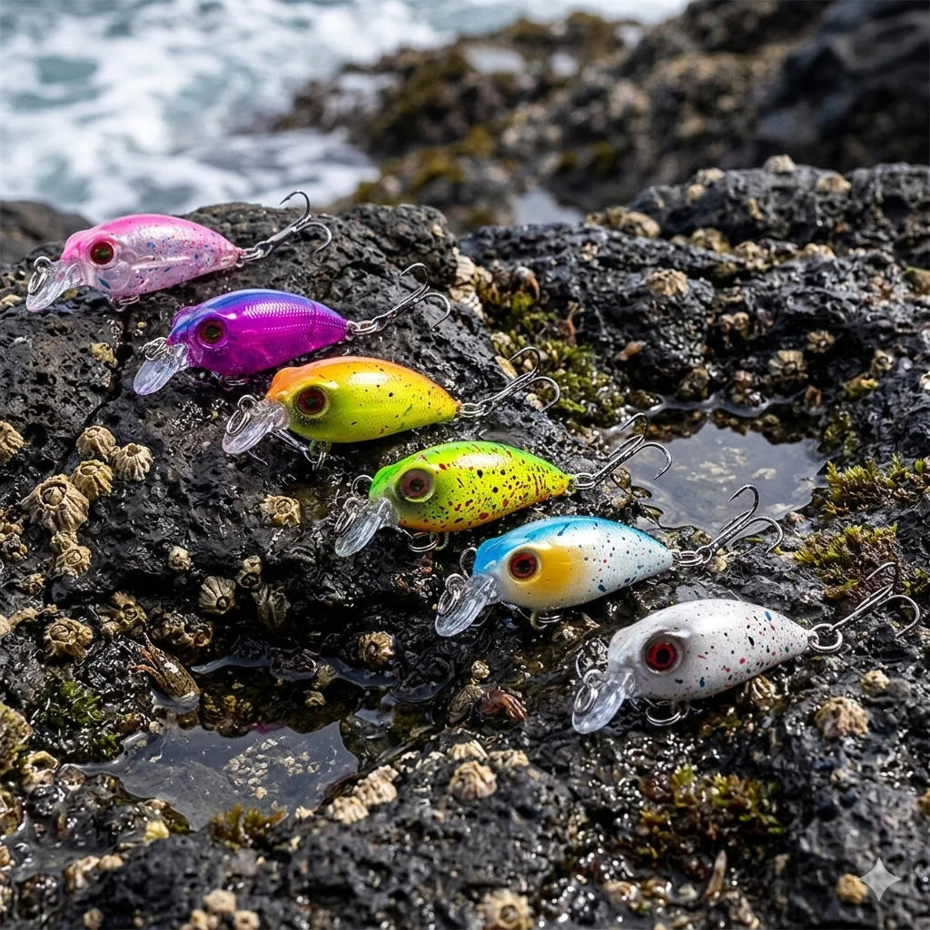 6 Stück Mini-Crankbait-Angelköder, 4 cm, 2,5 g, langsam sinkender Wobbler-Hartköder (0,2–0,5 m), scharf 12 #   Künstliche Angelköder für Forellen