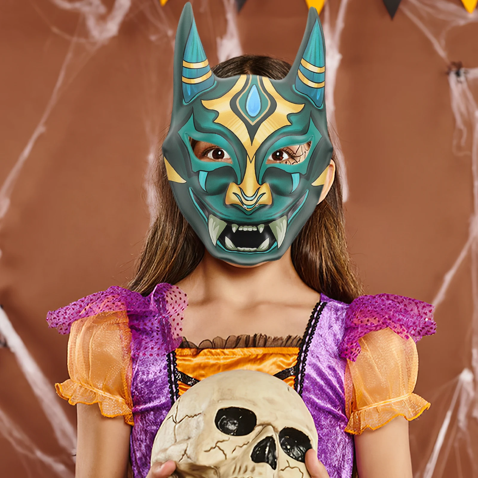 

Ghost Mask Japanese Theater Face Props Cosplay Costume Accessories Halloween Festival Decorative Masks Reusable Ugly Party