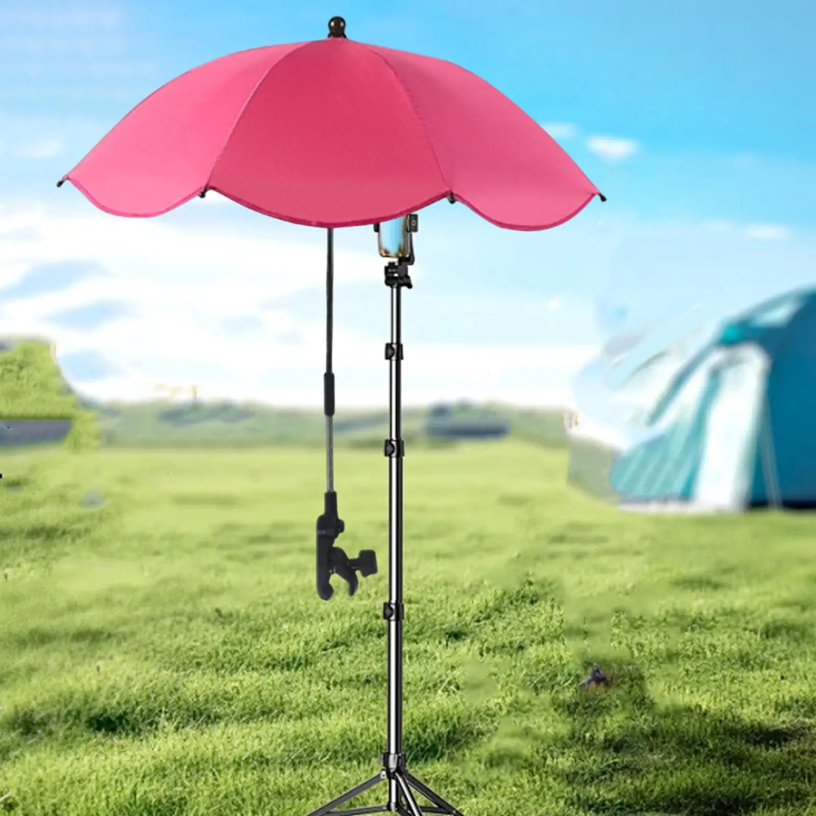 Clip on Umbrella Parasol Adjustable Angle Fixing Device Accessories Modern Supplies Plant Shade for Outdoor Activities Picnic