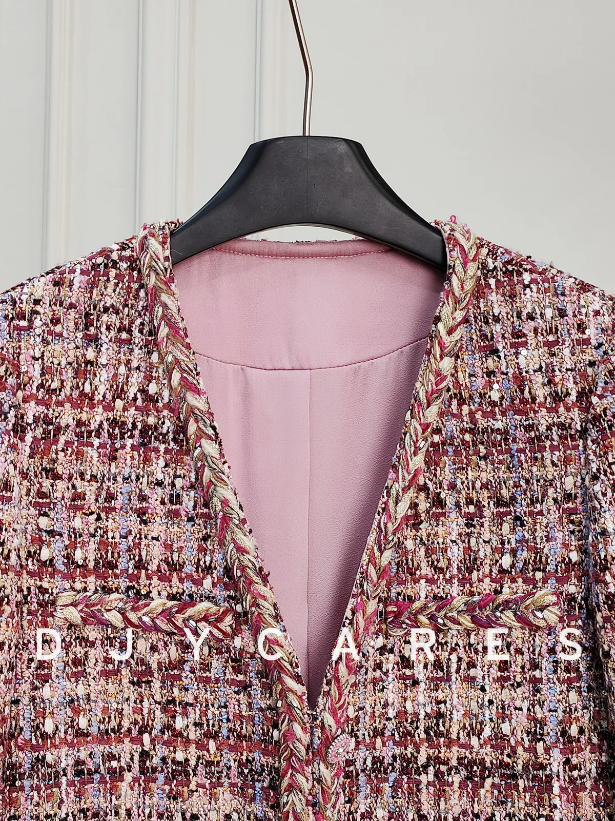 Picture 3: New Coarse tweed purple pink coat, mid length temperament top big size