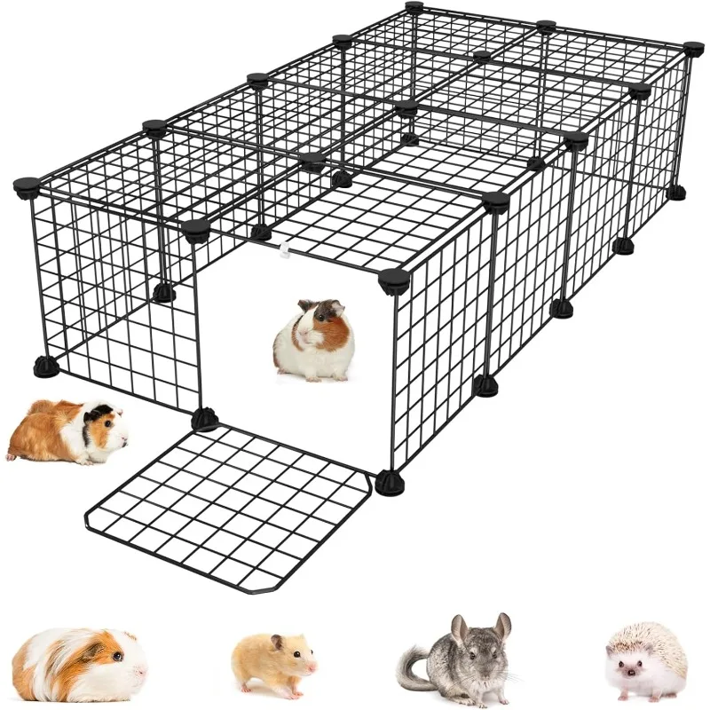 

Guinea Pig Cages with Door and Top, 50x25x12inch Small Animal Cage, 20pcs Metal Grid Panels Small Animal Playpen
