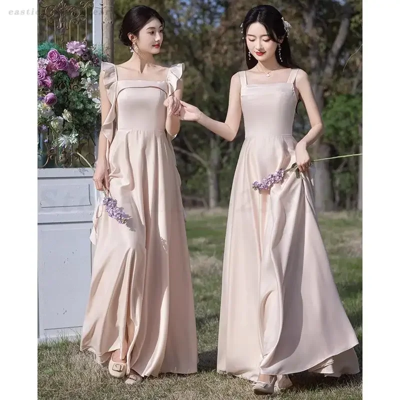 

Bridesmaid Champagne Long Dress Evening Formal Party Gown Celebrity Banquet Dresses Vestidos Qipao Temperament Cheongsam