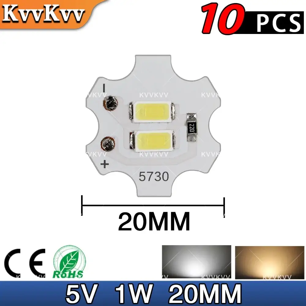 10PCS 1W 5V Warm White LED Chip Light Source for DIY USB Table Lamp Round SMD LED Bead Without Driver or Power Adapter