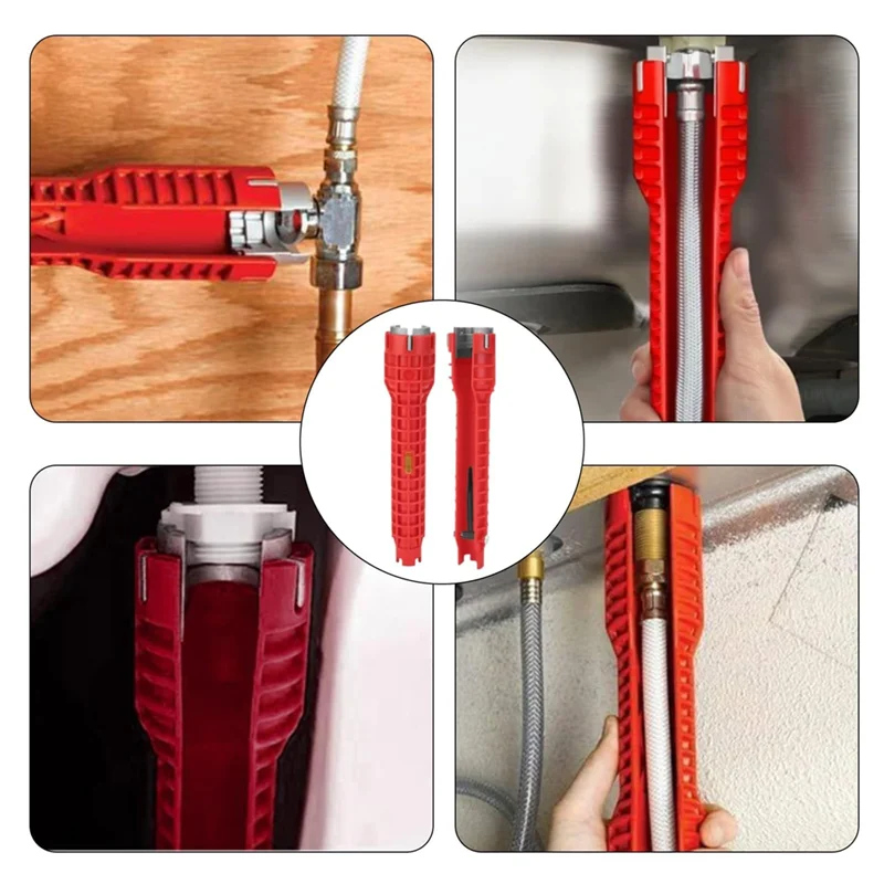 

A70P 2 Pcs Sink Wrench Tool,8 In1 Faucet Wrench Tool, Multifunctional Sink Wrench,Water Pipe Wrench For Toilets And Kitchens,
