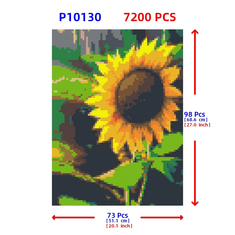 Building Blocks Sunflower Flower Mosaic Pixel Puzzle Special New Year Birthday Gift Painting Wall Decoration Art Toys Adult Girl