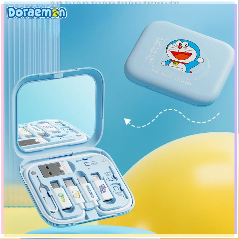 Doraemon City Survival Card Multi-function 60W Fast Charging Mobile Phone Charging Cable Three-in-one Adapter Storage Box Gift