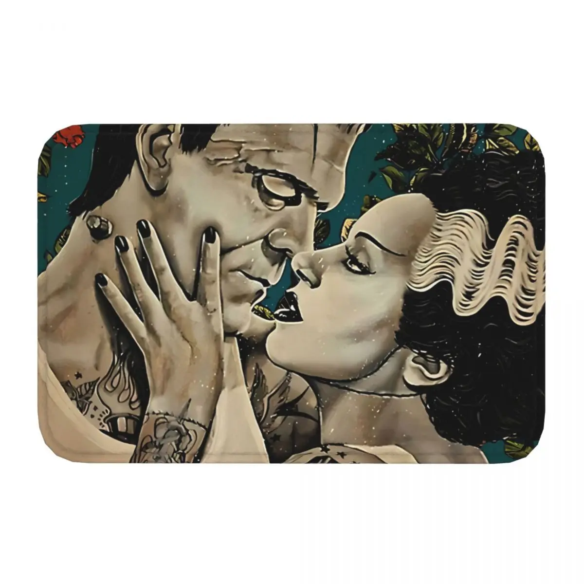 Vintage The Bride Of Frankenstein Anti-Slip Doormat Living Room MatFrankenstein Horror Film Balcony Carpet Welcome Rug