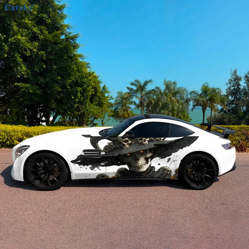 

Hat Skeleton Dark Style Car Side Sticker Decor, PVC Waterproof Scratch Resistant Decal, Car Protection, Auto Accessories Gift