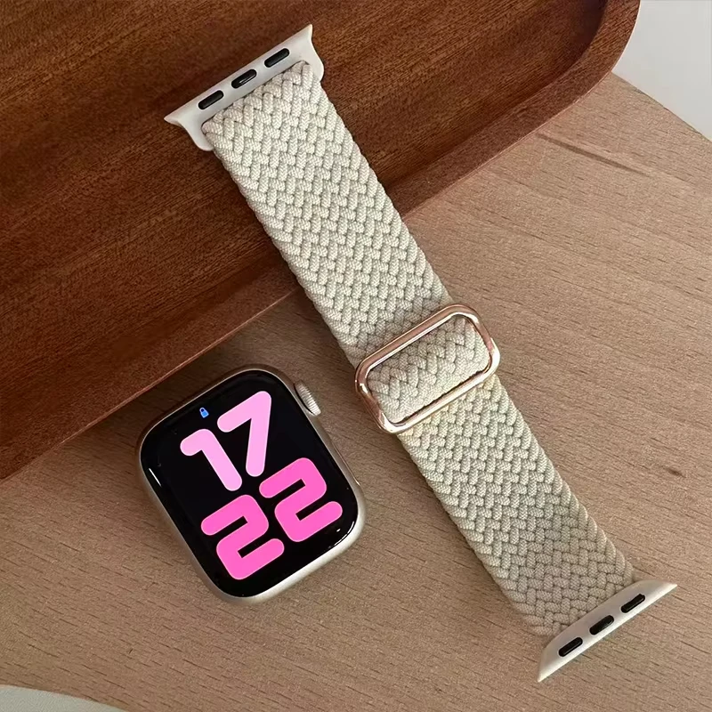 Geflochtene Armbänder für Apple Watch Band 44/45/49/46/40/41/38 mm, elastisches, verstellbares Nylonarmband, iWatch-Serie 11, 10, 9, 8, SE, 7, Ultra3