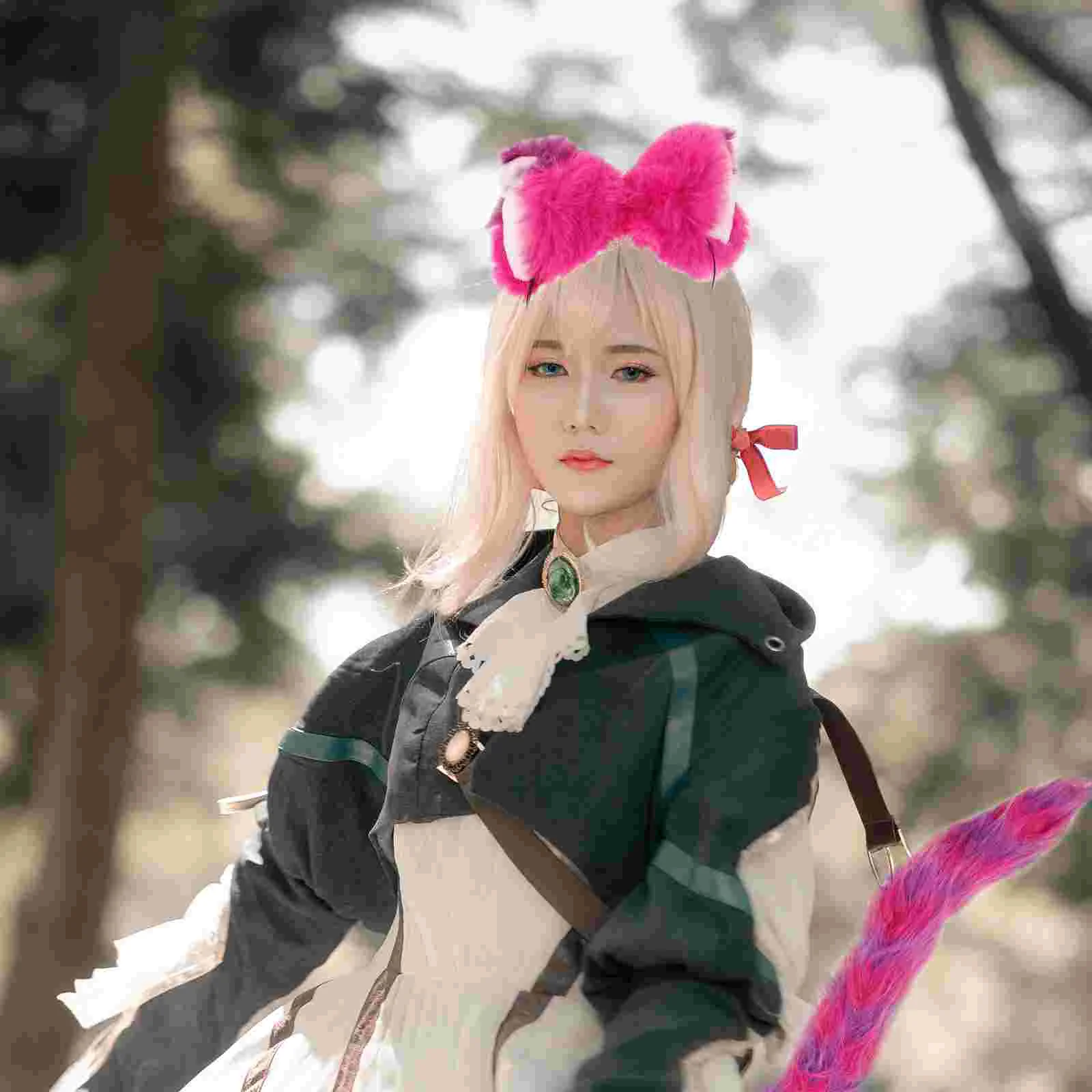 Cat Ear Set Cosplay Headdress Costume Collar Decor Socks Faux Fur Party Tail Unique Hair