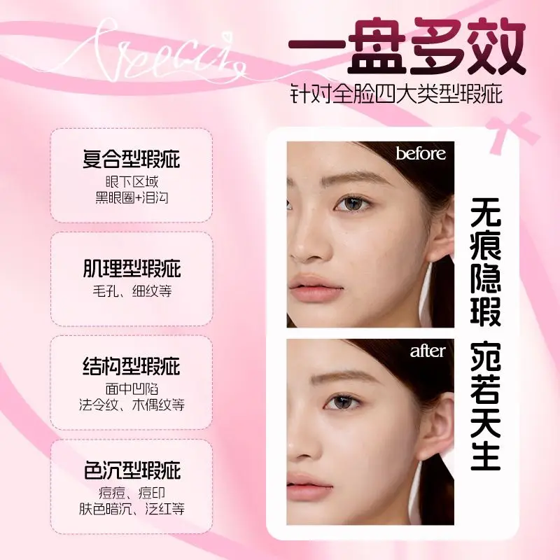 VEECCI คอนซีลเลอร์ Palette Hydrating คอนซีลเลอร์ Face Brightening ปกปิดสิวจุดด่างดํา Dark Eye Circles 7 สี Contour Palette