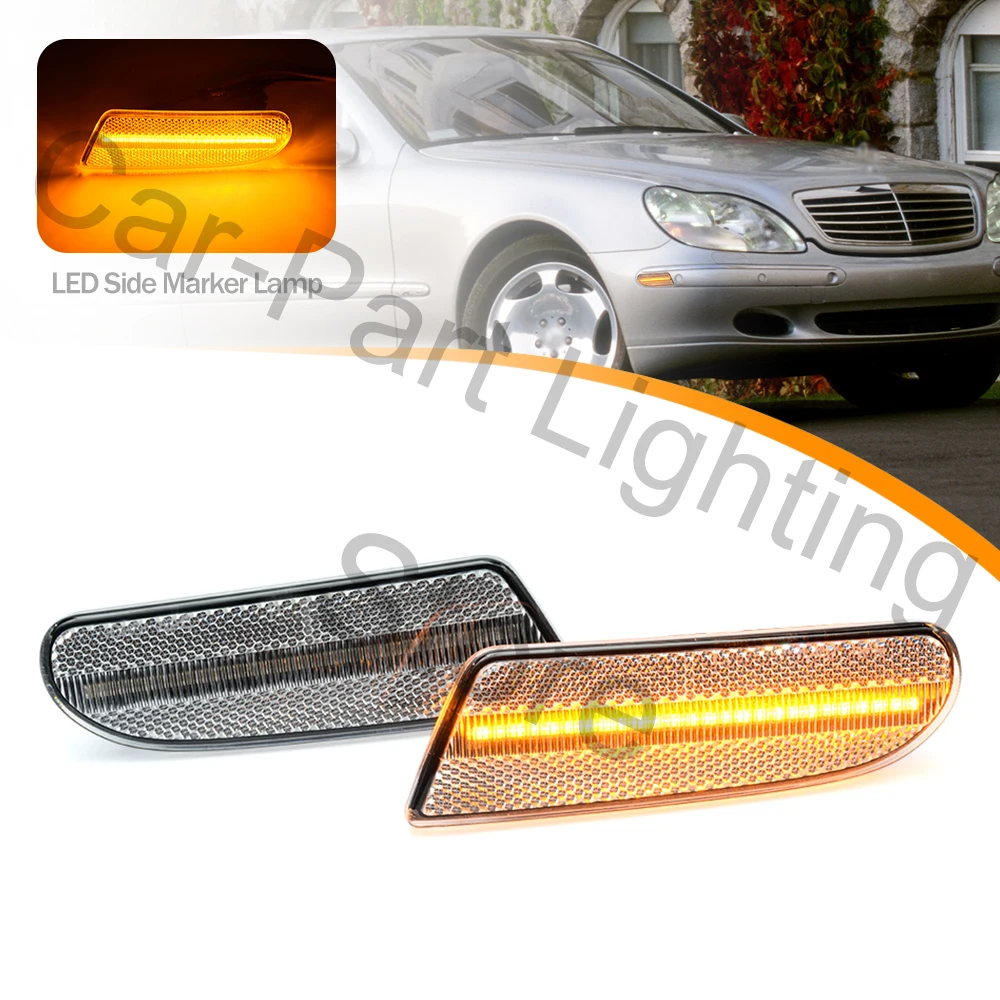 

2 шт. для Mercedes Benz S-Class W220 2000-2006, 12 В, светодиодные прозрачные линзы, Передние боковые габаритные огни, боковой габаритный фонарь, без ошибок CANBUS
