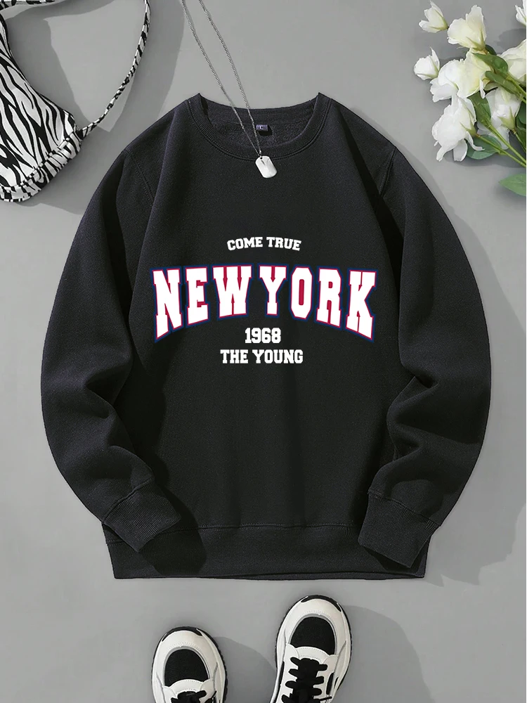 Comes True New York Printing Male Sweatshirts Fashion Soft Hoodie Autumn Soft Fleece Sweatshirts Street Hip Hop Male Streetwear