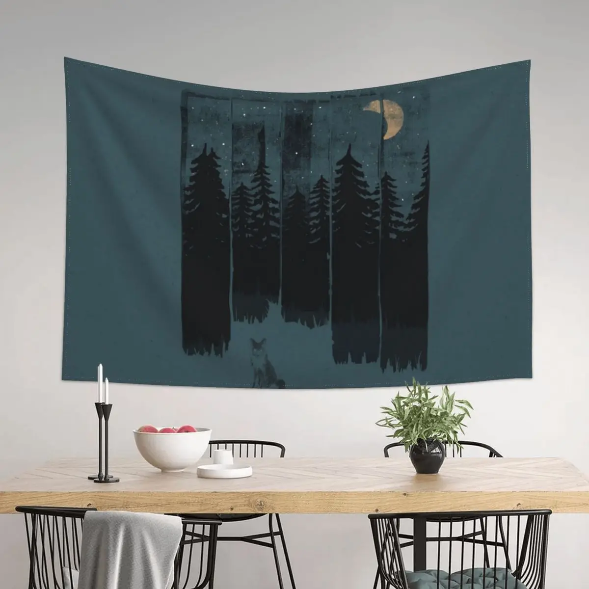 

A Fox in the Wild Night Tapestry Outdoor Decoration Aesthetics For Room Decoration Room Tapestry
