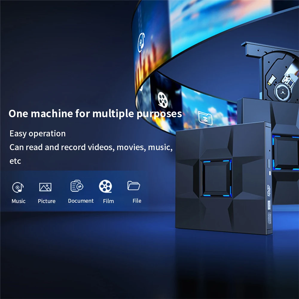 TISHRIC External DVD Drive CD Player CD DVD RW Optical External Burner Writer CD-Rom DVD-Rom 8X 24X For Laptop PC Computer