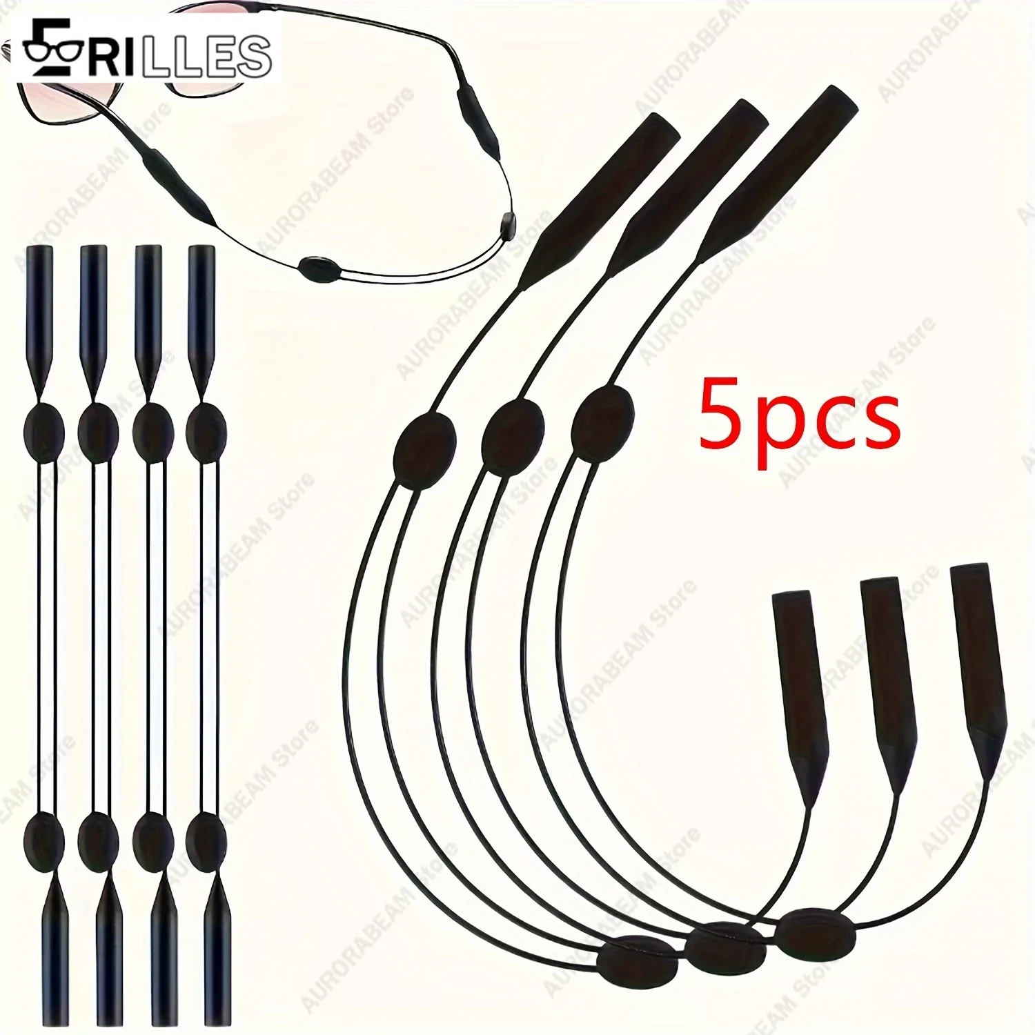 

5pcs Anti-Slip Glasses Strap Adjustable, Sports Safety Eyewear Retainer for Hiking Swimming, Secure No-Slip Ear Hook Design