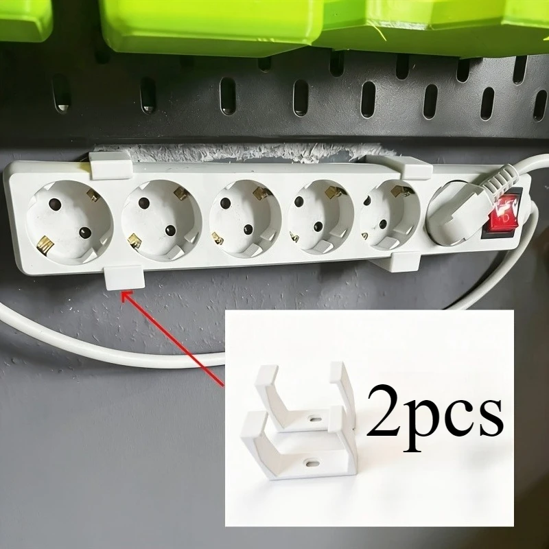 2Pcs 3D Printed Storage Organizer, Wall Mount Power Strip Holder, Multifunctional Desk Cable Management Rack with Cable Ties