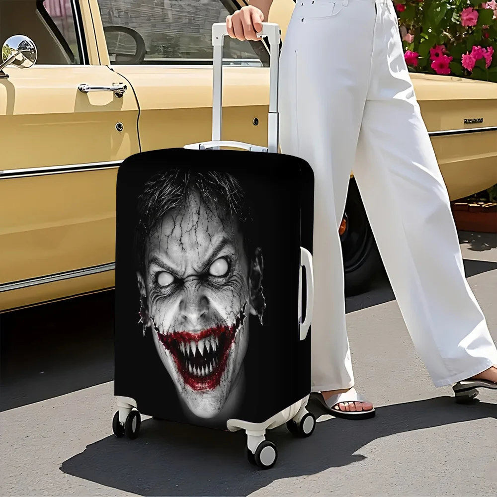 1pc awesome scary clown face print luggage cover. Fits suitcases from 18 to 32 inches; effectively protects your luggage