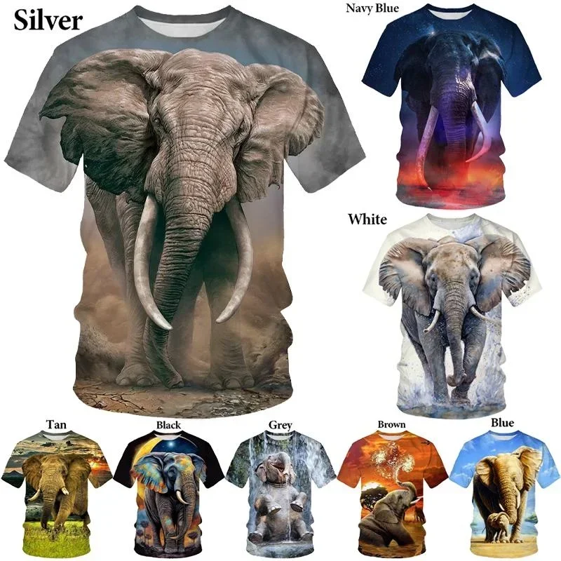 

3D Elephant Print Men's T-shirt, Fun Hip-hop Short-sleeved T-shirt, 2025