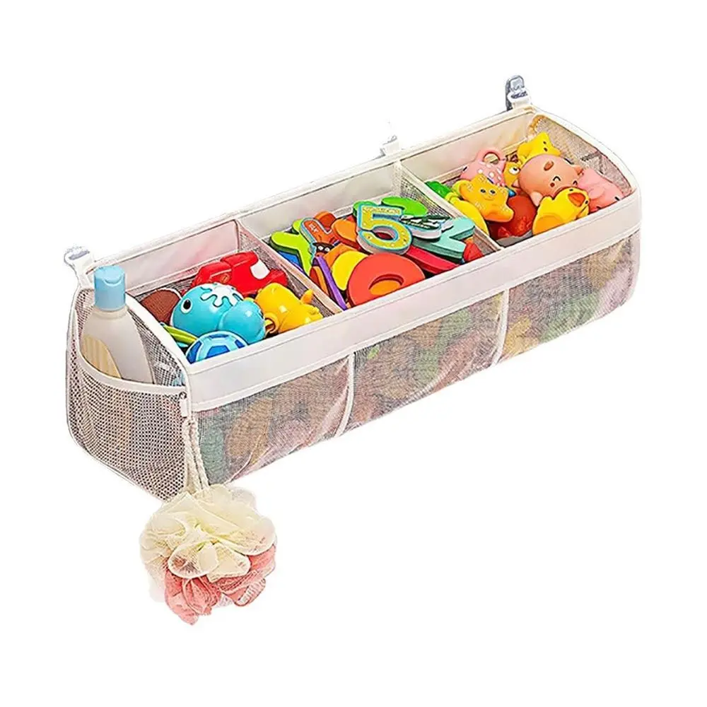 

Creative 3 Compartment Bath Toy Organizer Large Openings Horizontal Toy Hammocks Breathable Easy Sorting Bath Toy Storage Net