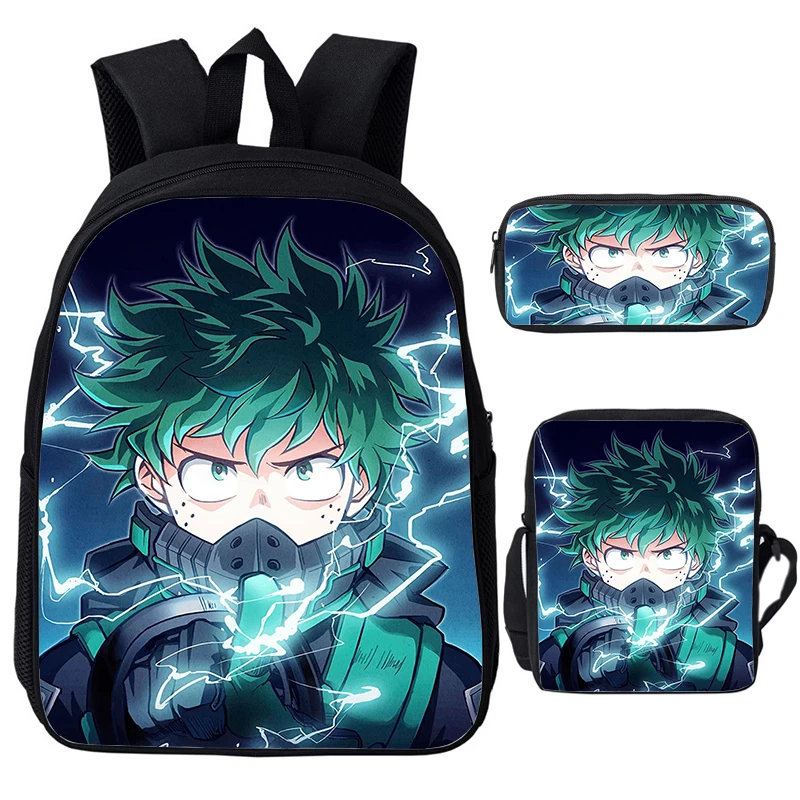 Sacs à dos My foreAcademia pour garçons et filles, cartable imprimé en 3D, sac à dos Anime Boku no foreAcademia, sacs d'école pour enfants, ensemble de 3 pièces