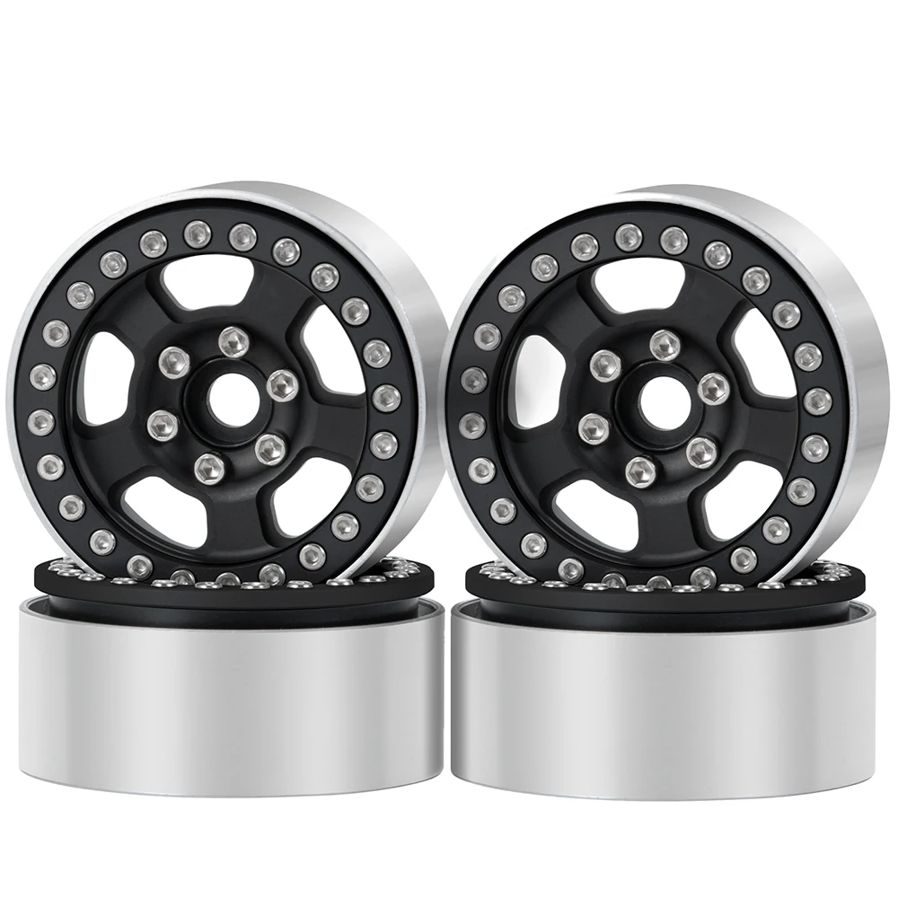 AXSPEED 4Pcs Aluminum Alloy Beadlock 1.9 inch Wheel Rims Hubs for Axial SCX10 D90 TRX-4 1/10 RC Crawler Car Truck Upgrade Parts