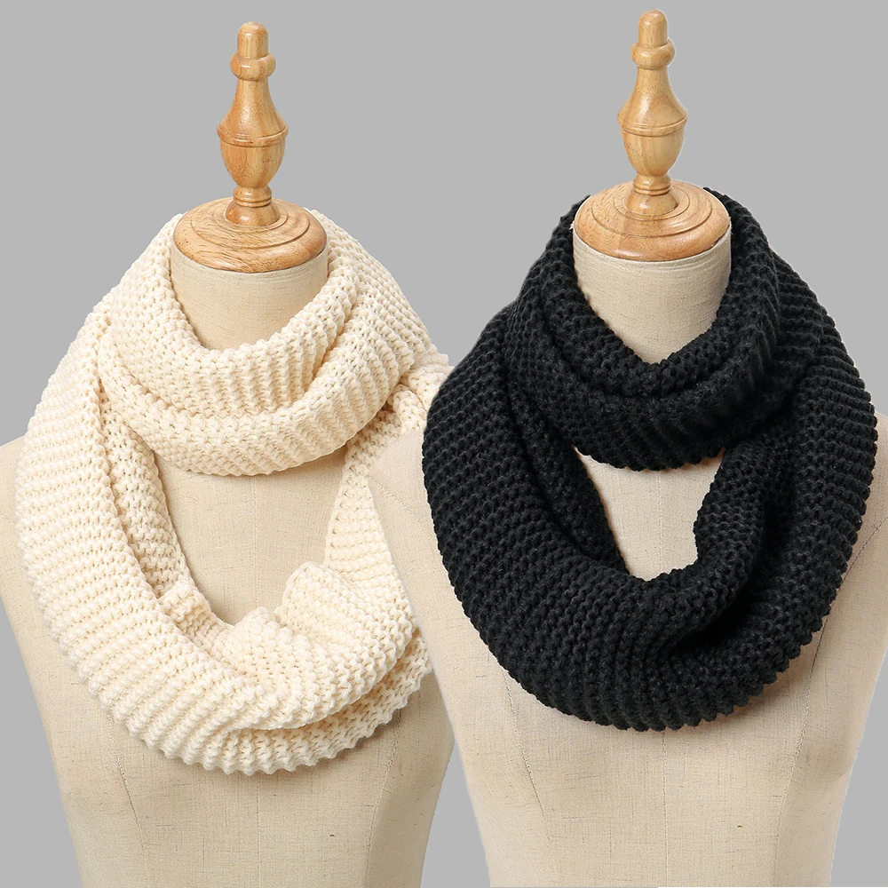 2024  Infinity Knitted Ring Scarf Winter Soft Warm Snood Ladies Ring Loop Scarf Neck Warmer Woolen Fashion Shawl Neckerchief