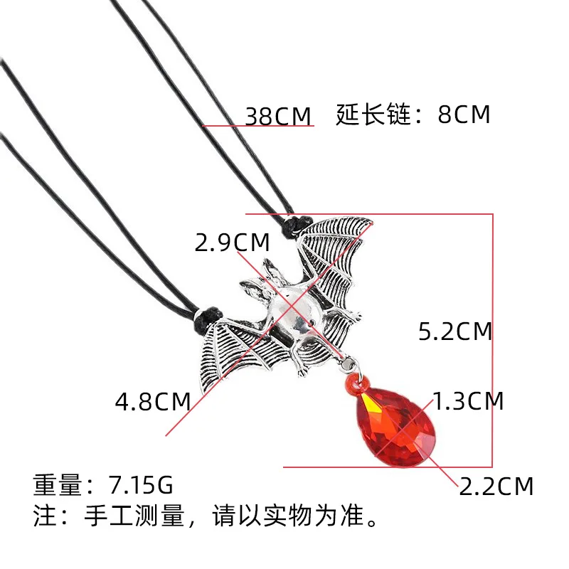Woman Man Goth Bat Necklace Halloween Jewelry Leather Rope Pendants Necklaces Gothic Ornaments for Cosplay Punk Charm Collar