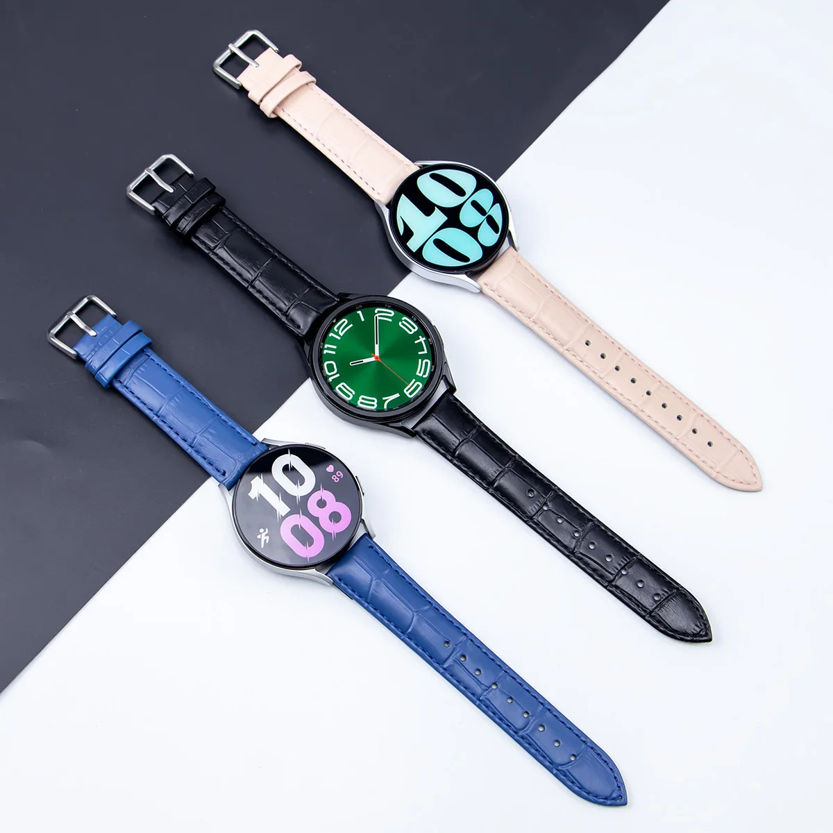 18/20/22/24mm Leather Strap for Samsung Watch 6 5 4 44mm 40mm Active Gear S3 Quick Release Bracelet for Huawei GT4 General Band