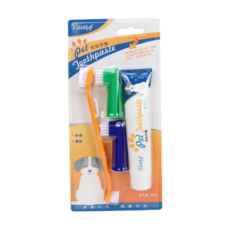 Haustier-Reinigungswerkzeug-Set, Zahnpflegeprodukte für Hunde, reduziert Plaque- und Zahnsteinbildung, universelles Zahnpasta-Zahnbürsten-Set für Haustiere
