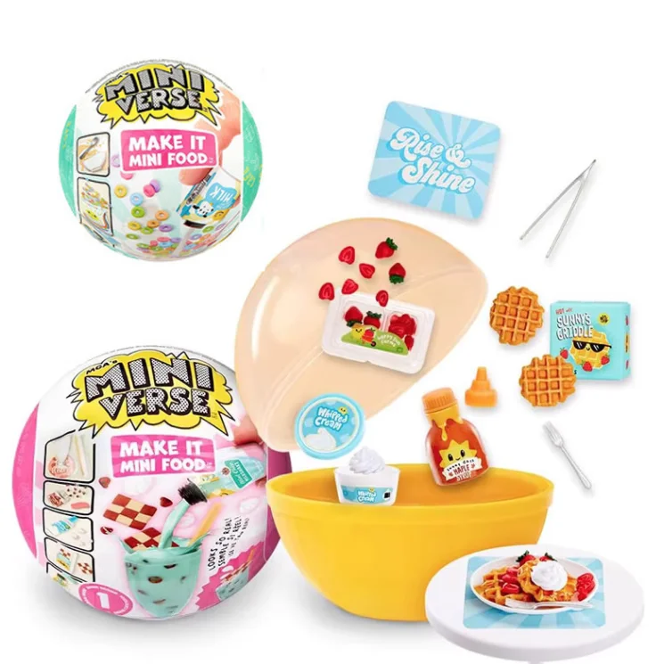 لعبة Miniiverse Mini Food Mga Miniature Plastic Fashion Surprise Ball صندوق أعمى للأطفال مصنوع يدويًا بنفسك