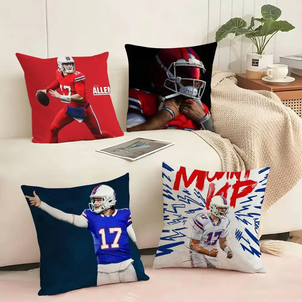 Football Josh Allen  Pillow Case Square Double-Sided Sofa Cushion Cover Bedroom Bedside Pillow Gift