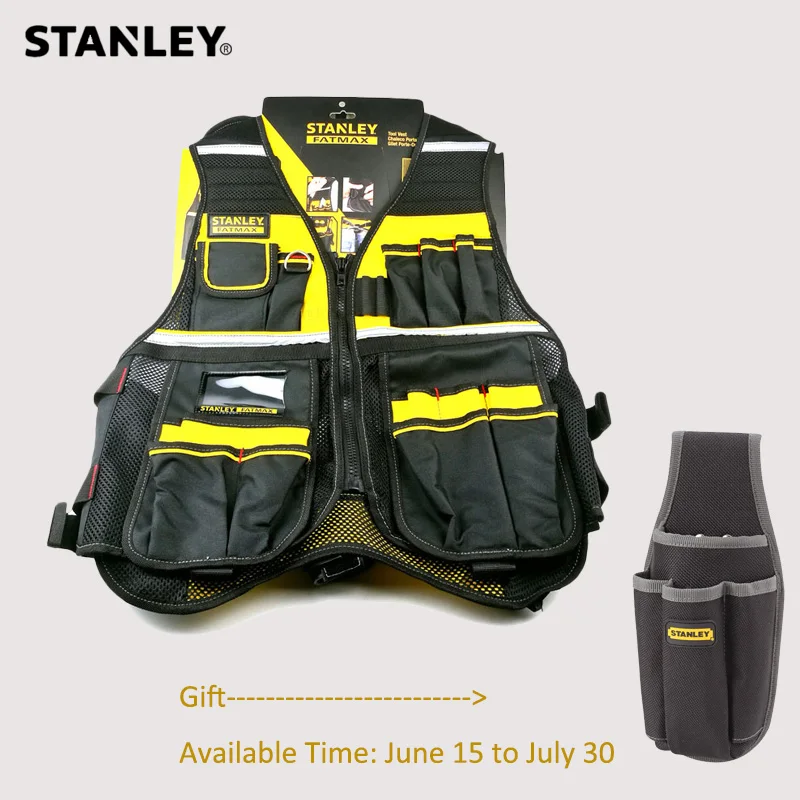 

Stanley Fatmax FMST530201 Multi Pocket Tool Vest Holder Reflective Safety Strip Adjustable Strap Workwear Storage vest for tools