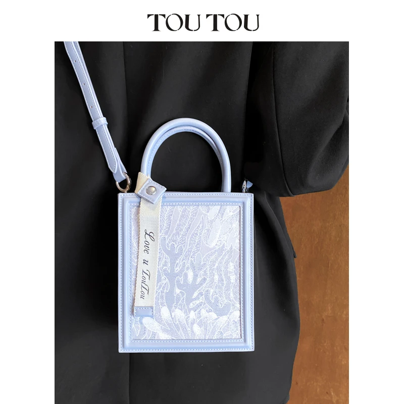 TOUTOU Mini Tote Handbag for Women Fashion Piano Score New Embroidered Chinese Style Underarm Bag Handheld Crossbody Bag