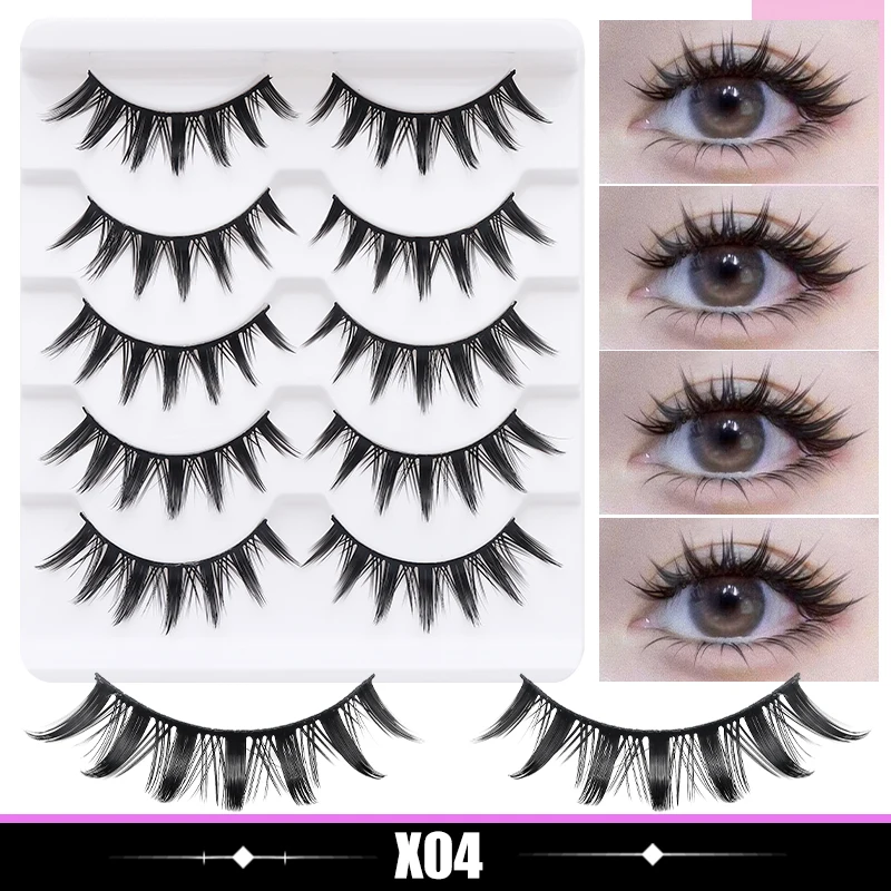 DINGSEN 5 Paar Wimpern, Künstliche Wimpern, Natürliche Lange Manga-Wimpern, Geflügelte Enden, Augenverlängernde Wimpern, Künstliche Wimpern für Make-up – Detail 15