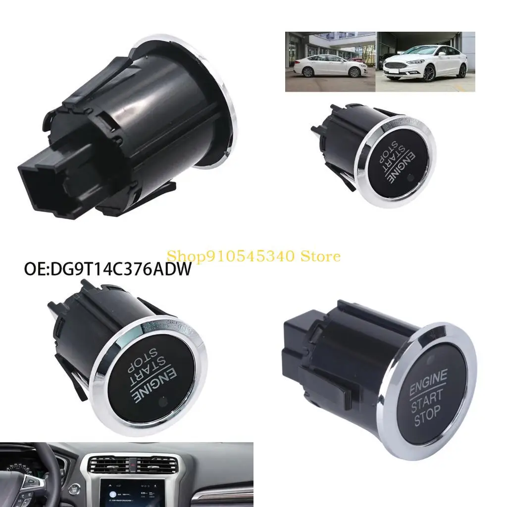 U2JA Car Engine Start Stop Button Switches, Dashboard Push Starter Button, ABS Housing, Black Silver Trim DG9T14C376ADW for F150
